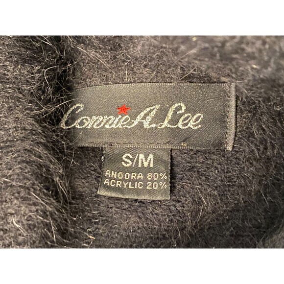 Vtg CONNIE A LEE Women's S/M Black ANGORA SWEATER Cowl Neck FUZZY FLUFFY EUC - Picture 6 of 7